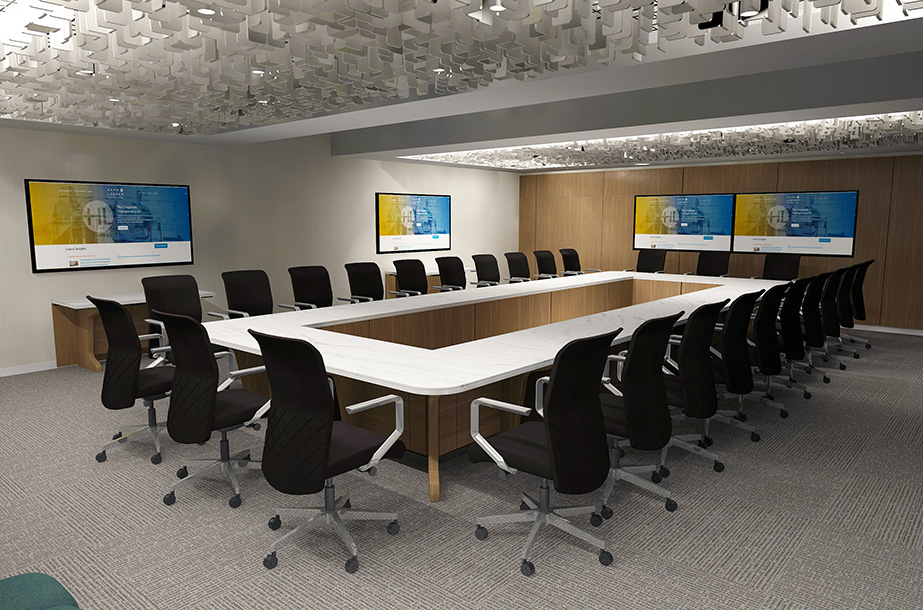Upscale modular / reconfigurable conference table for private, executive office in the legal industry