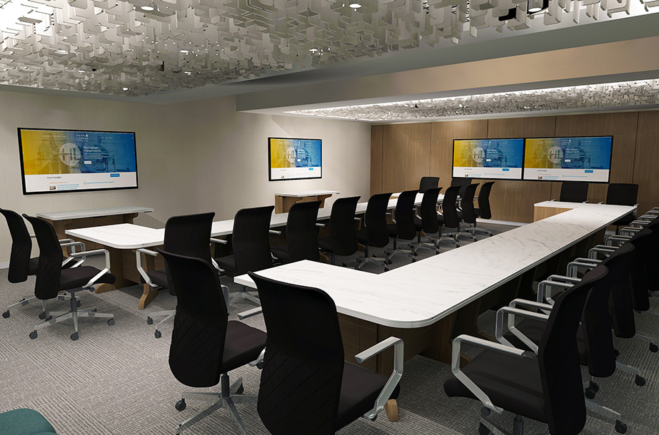 Upscale modular / reconfigurable conference table for private, executive office in the legal industry