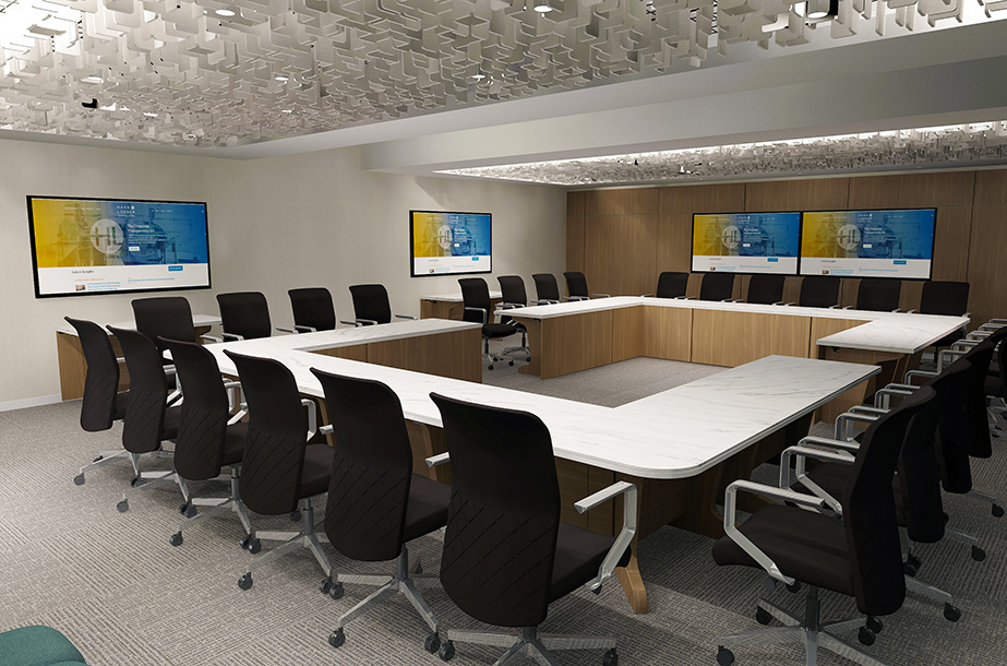 Upscale modular / reconfigurable conference table for private, executive office in the legal industry